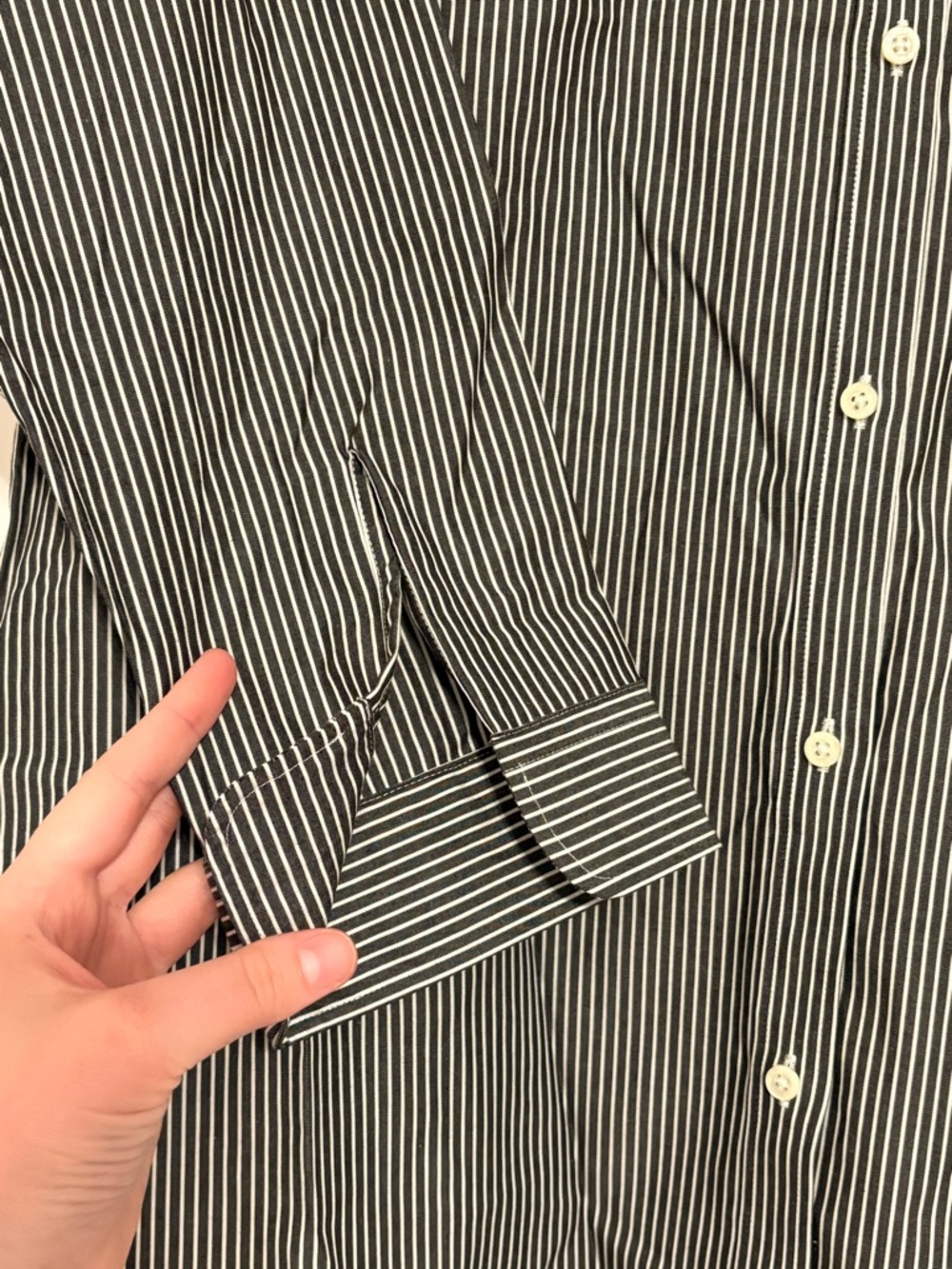 Lauren Ralph Lauren Black and White Striped Button-Up Dress Shirt - Picture 6 of 7
